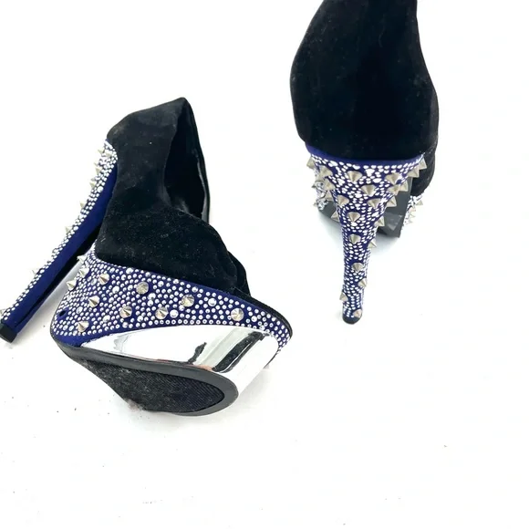 Liliana Women’s Blue Mirror Spike Heels 6.5 - Picture 4 of 8
